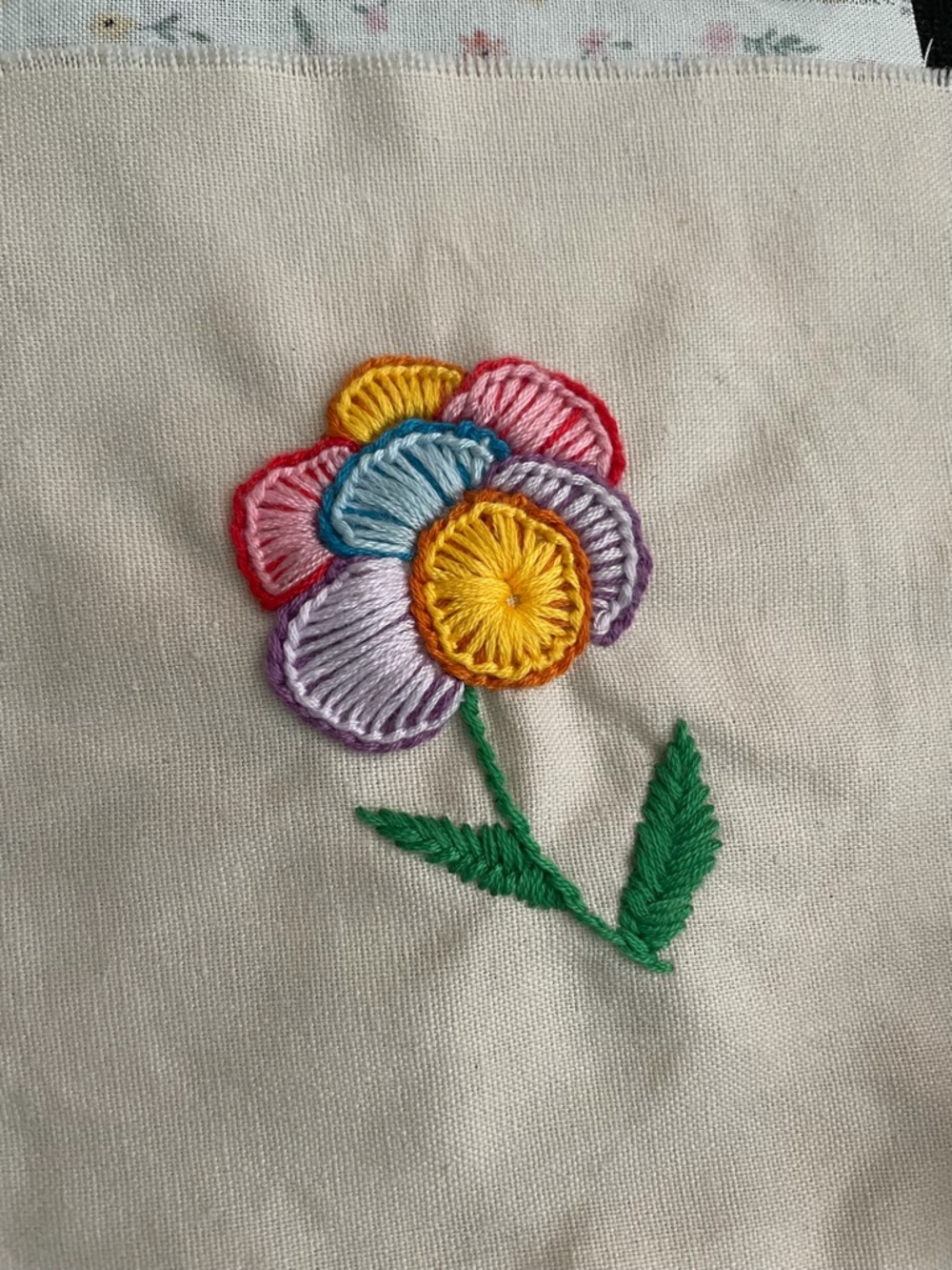 Hand-Embroidered Multi-Color Floral Patch - Picture 3 of 3